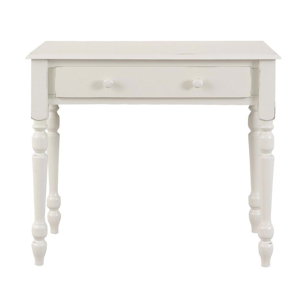 34" Off White Solid Wood Writing Desk
