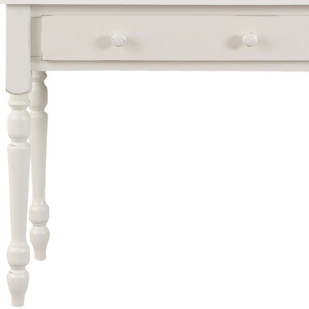 34" Off White Solid Wood Writing Desk