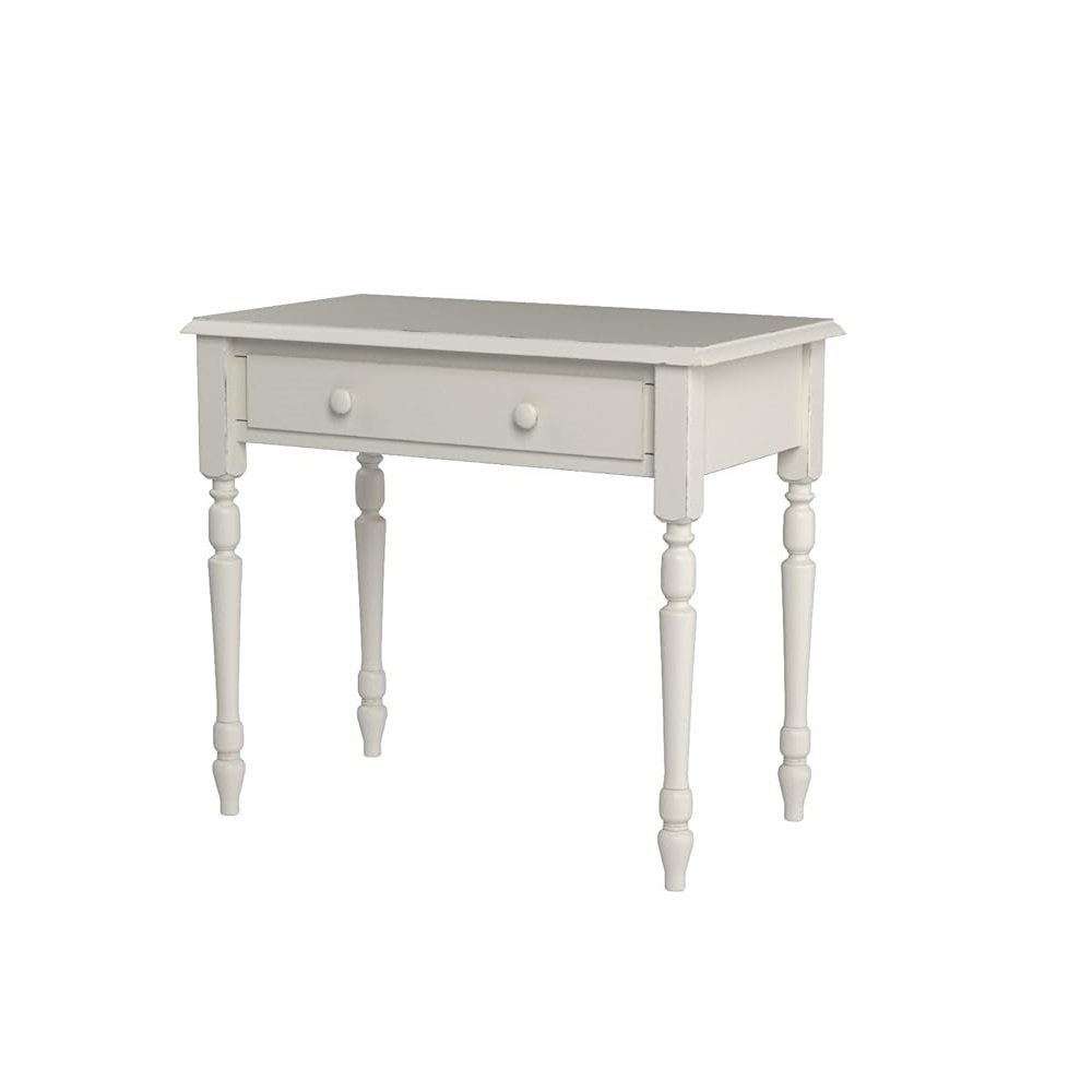 34" Off White Solid Wood Writing Desk