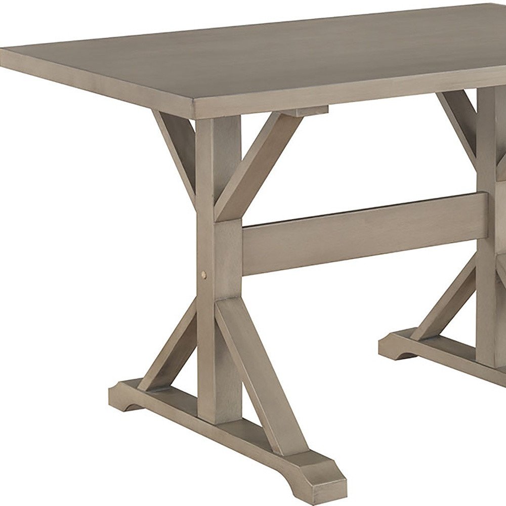 Escritorio de caballete de madera maciza gris de 48"