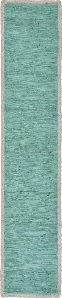 80" Navy Blue And Natural Solid With Border Cotton Table Runner
