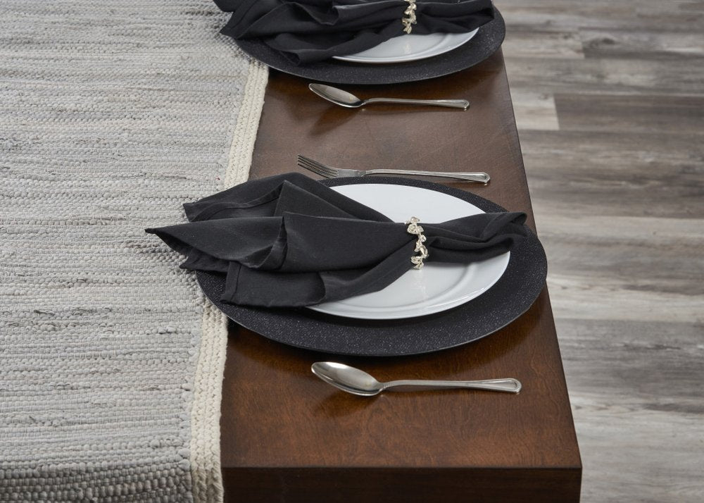 80" Navy Blue And Natural Solid With Border Cotton Table Runner