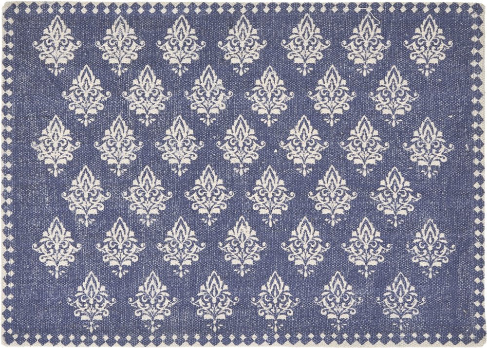 19" Set of Four Green And Cream Geometric Medallion Cotton Placemats