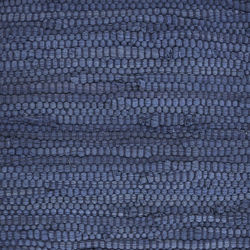 80" Navy Blue And Natural Solid With Border Cotton Table Runner