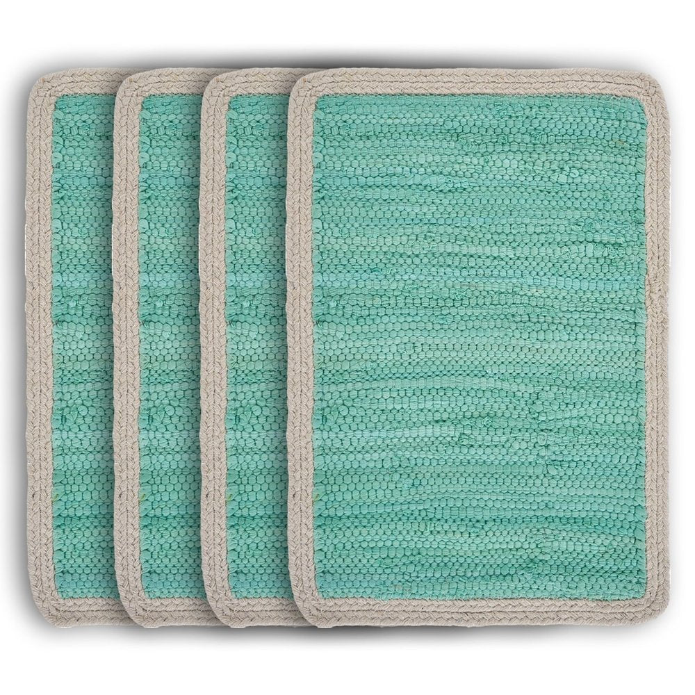 80" Navy Blue And Natural Solid With Border Cotton Table Runner