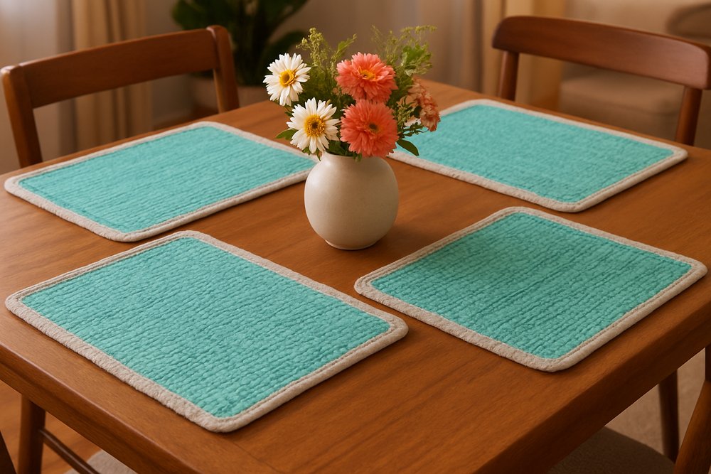 80" Navy Blue And Natural Solid With Border Cotton Table Runner