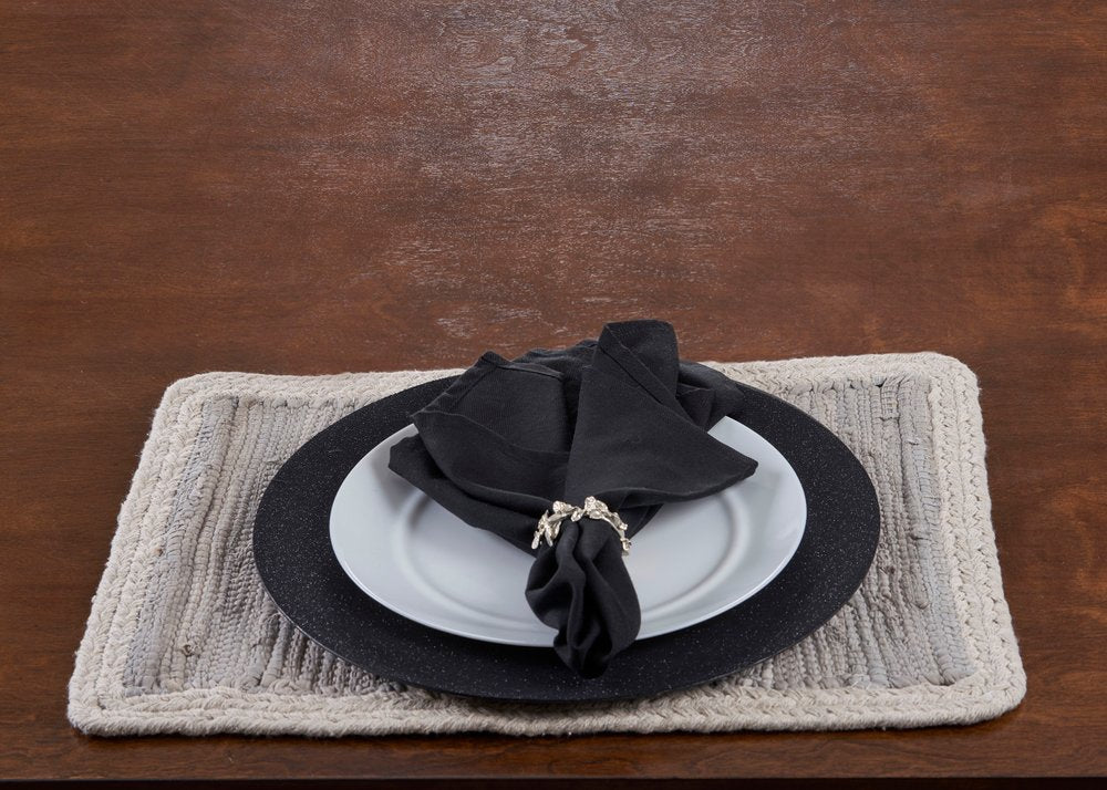 80" Navy Blue And Natural Solid With Border Cotton Table Runner