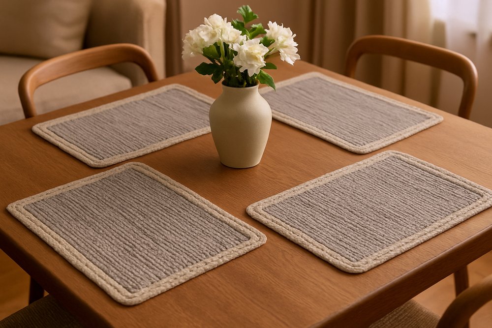 80" Navy Blue And Natural Solid With Border Cotton Table Runner