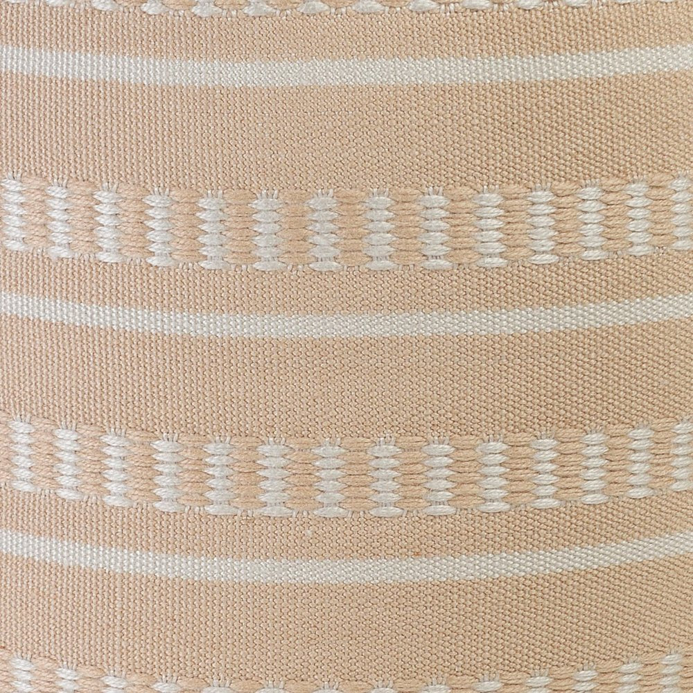 20" Brown Polyester Round Striped Indoor Outdoor Pouf Ottoman