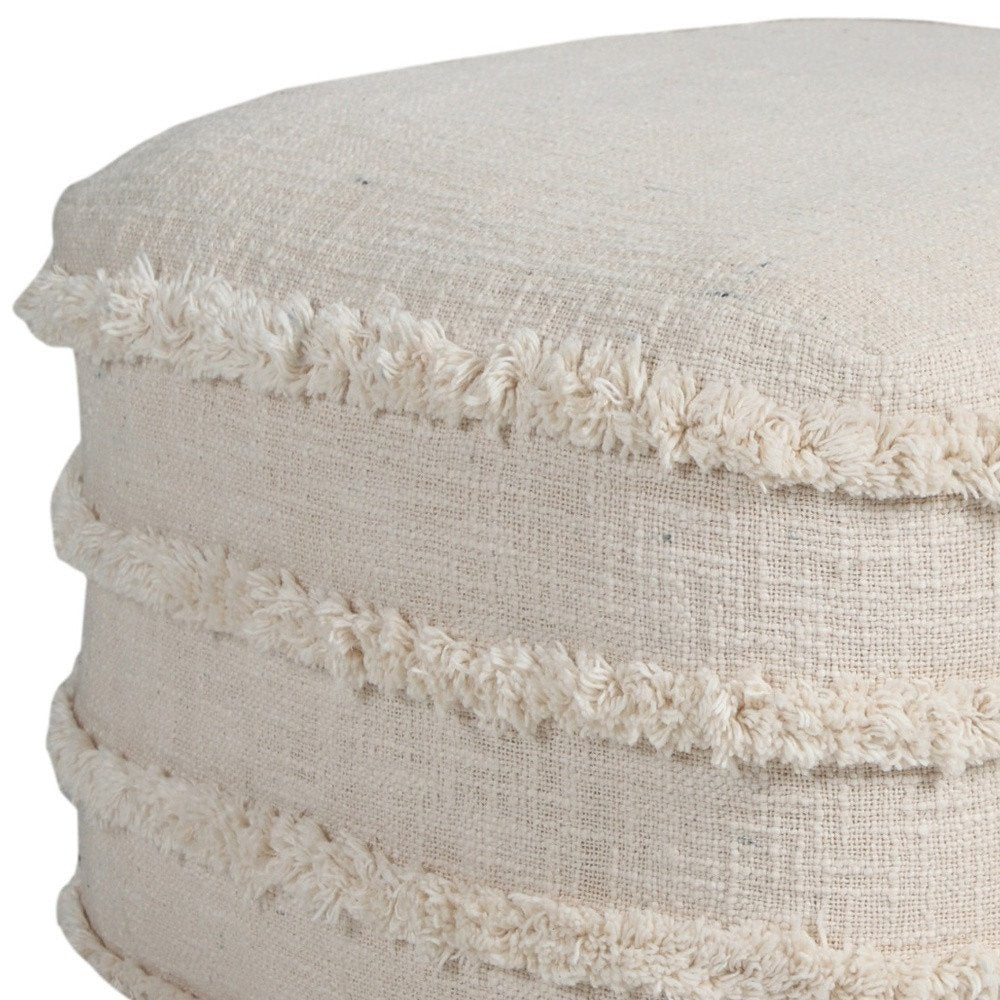 18" Blue Cotton Striped Pouf Ottoman