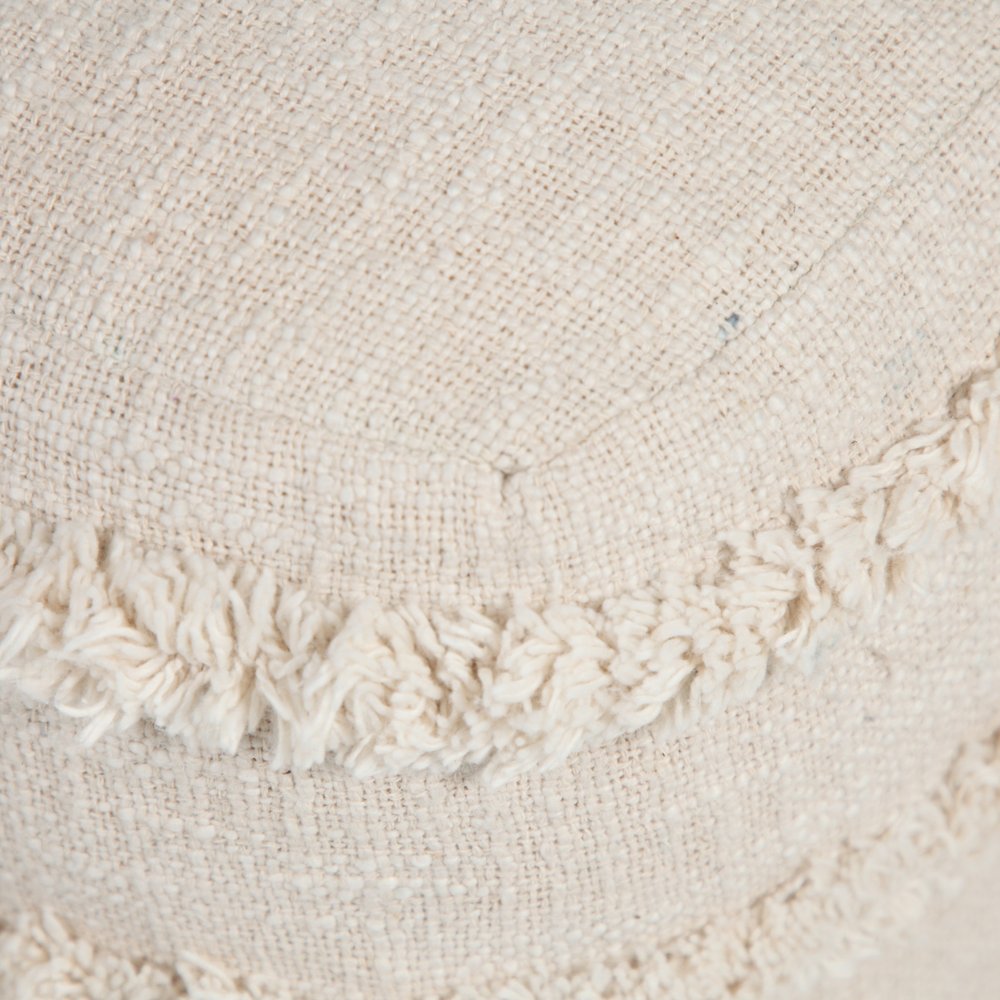 18" Blue Cotton Striped Pouf Ottoman