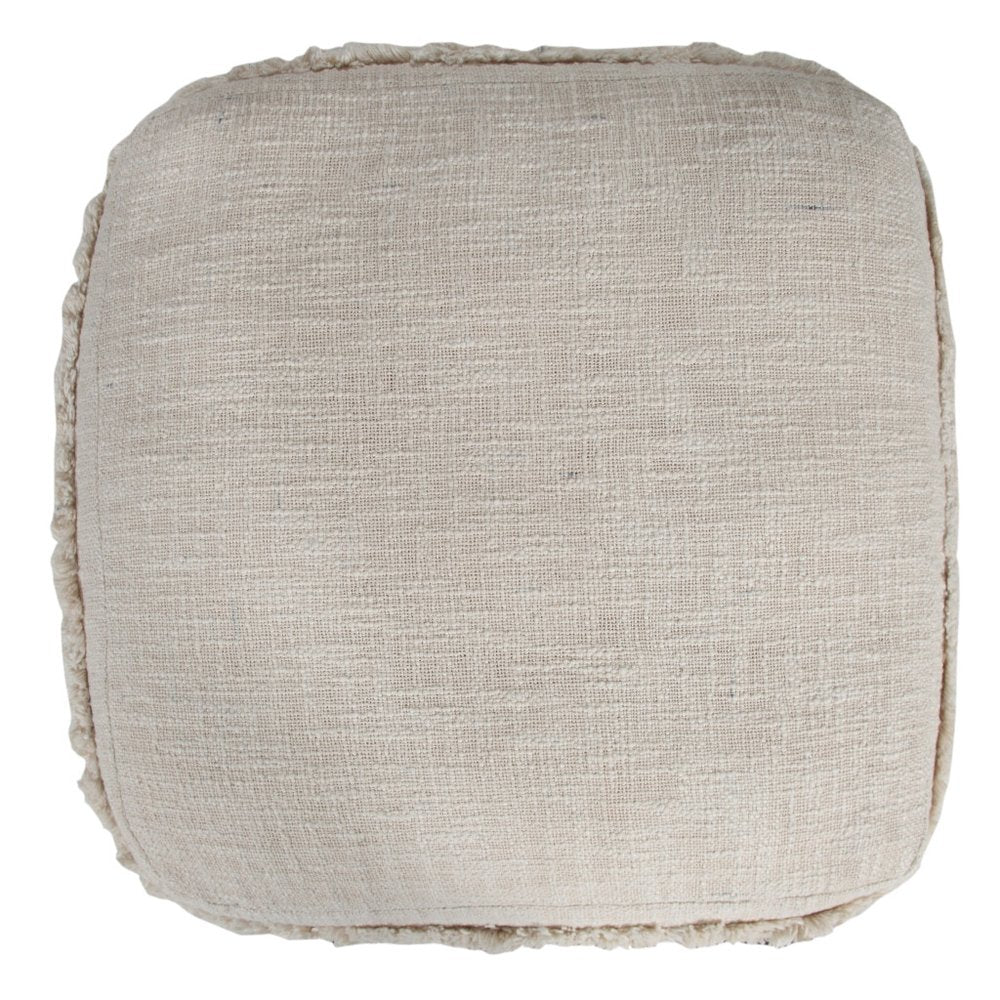 18" Blue Cotton Striped Pouf Ottoman