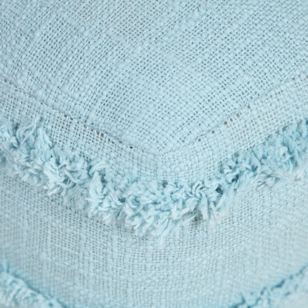 18" Blue Cotton Striped Pouf Ottoman