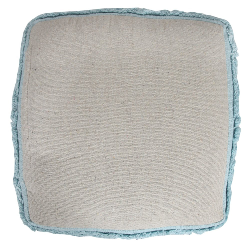 18" Blue Cotton Striped Pouf Ottoman