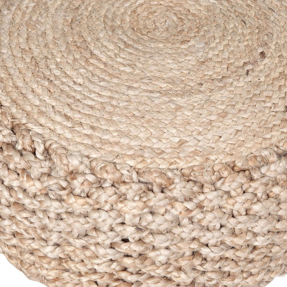 20" Tan Round Geometric Pouf Ottoman