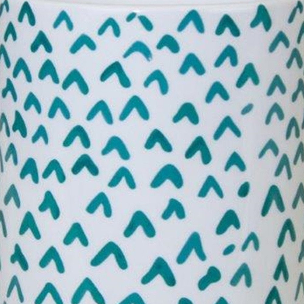 Set of Two Aqua Teal And White Ceramic 2 Ounce Round Raised Pot Planters