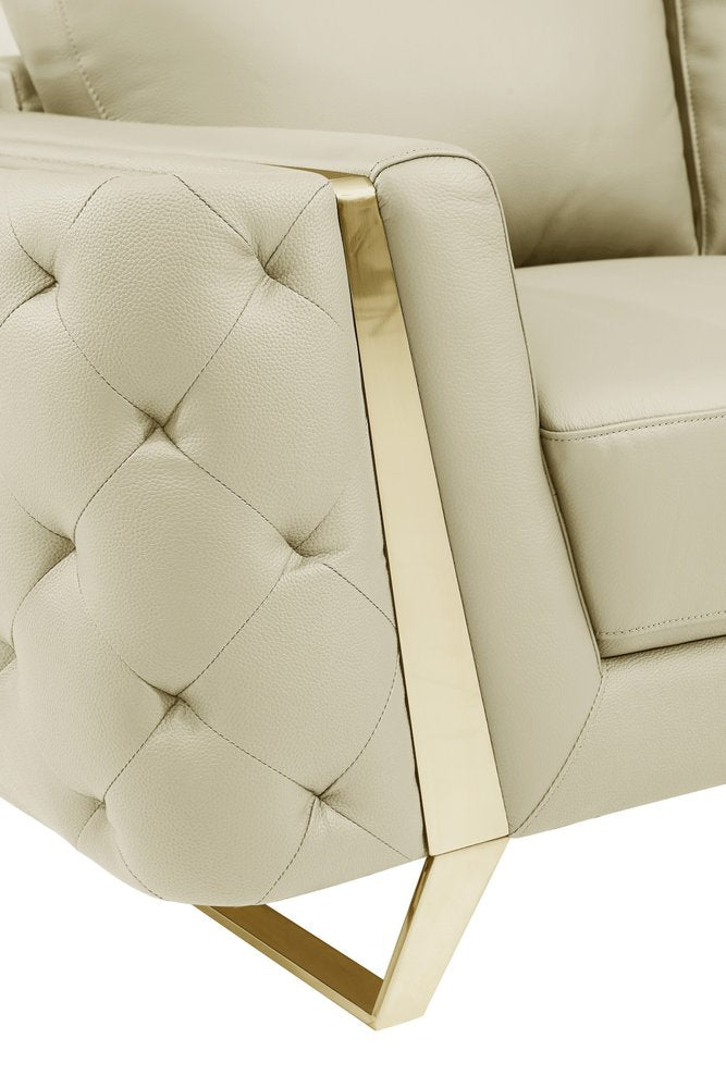 Conjunto de asientos para cinco personas de cuero italiano beige de dos piezas para interiores