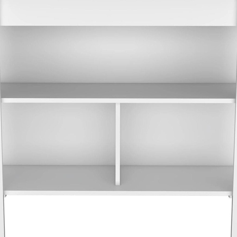 Juego de isla de cocina de madera marrón oscuro y blanca de 41" con almacenamiento