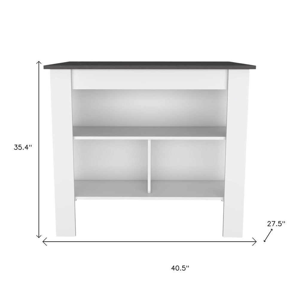 Juego de isla de cocina de madera marrón oscuro y blanca de 41" con almacenamiento