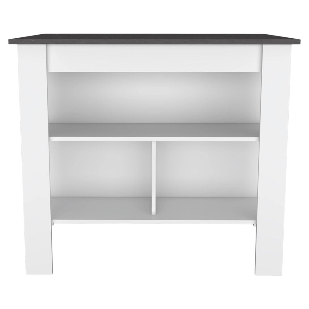 Juego de isla de cocina de madera marrón oscuro y blanca de 41" con almacenamiento