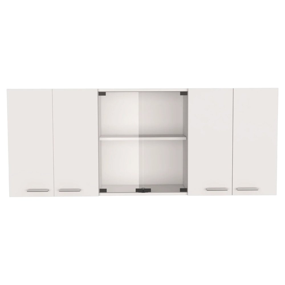 Juego de isla de cocina de madera blanca y marrón natural de 59" con almacenamiento