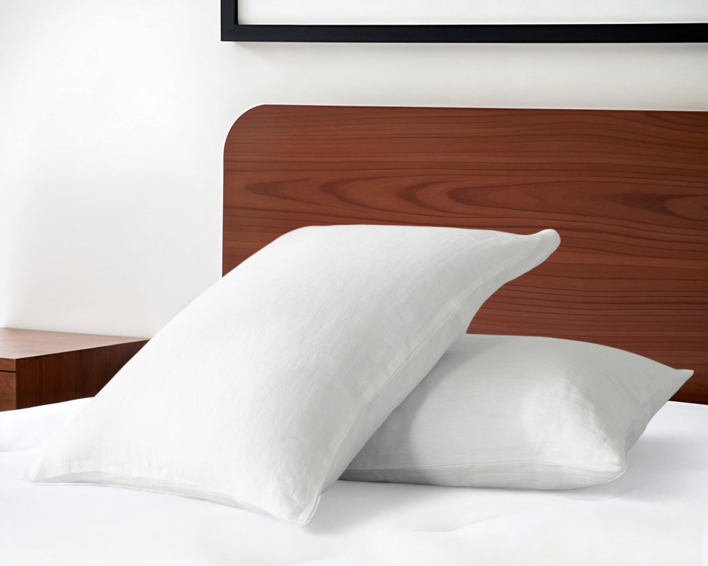 Juego de dos fundas de almohada de lino color marfil