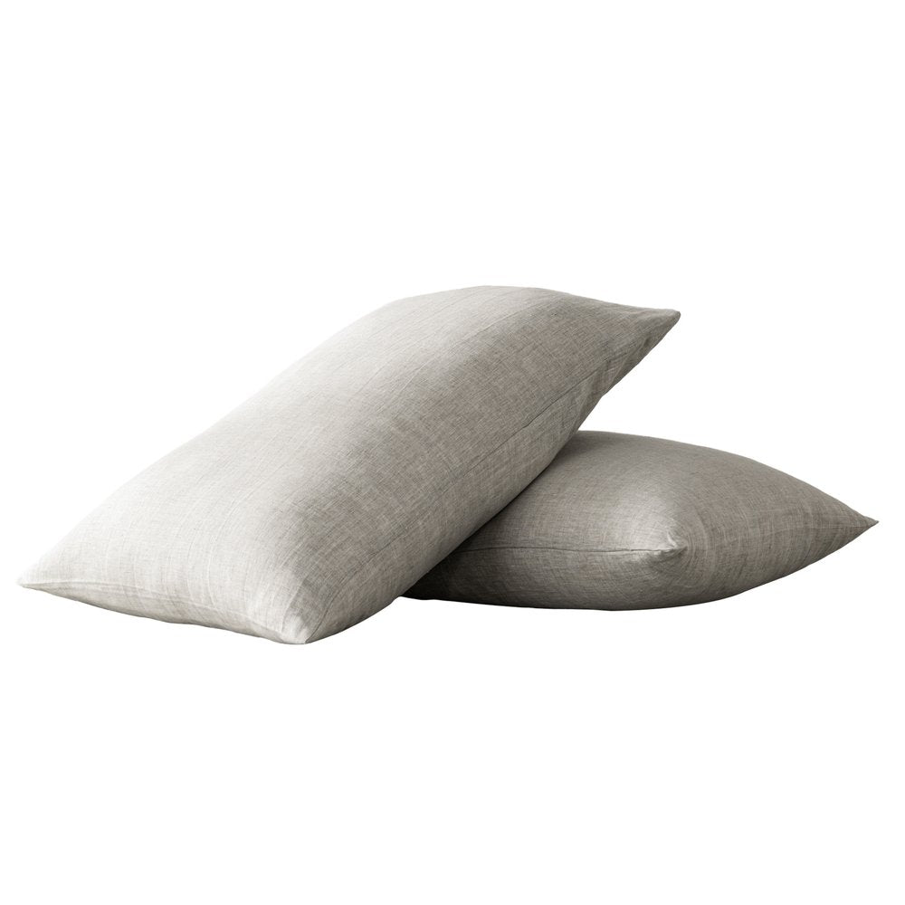 Juego de dos fundas de almohada de lino color marfil