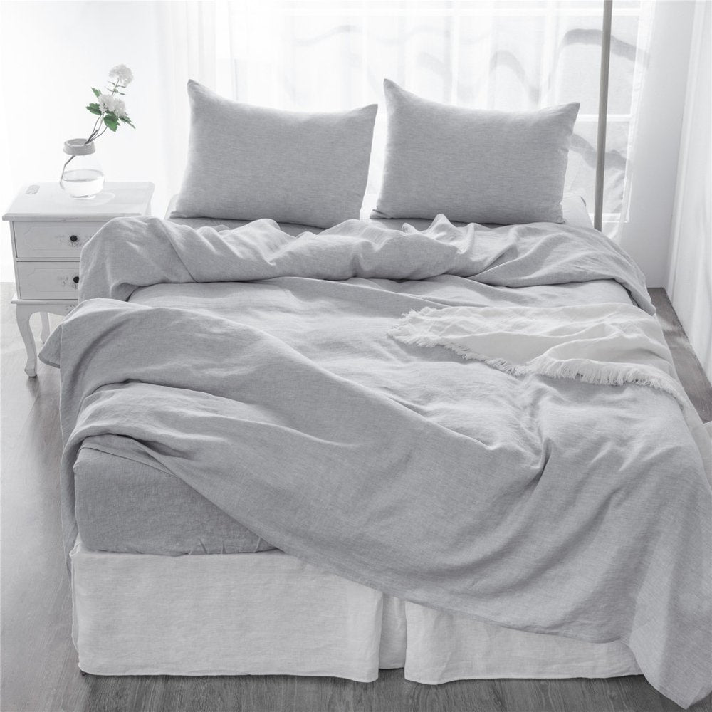 Four Piece Light Pink Linen Sheet Set
