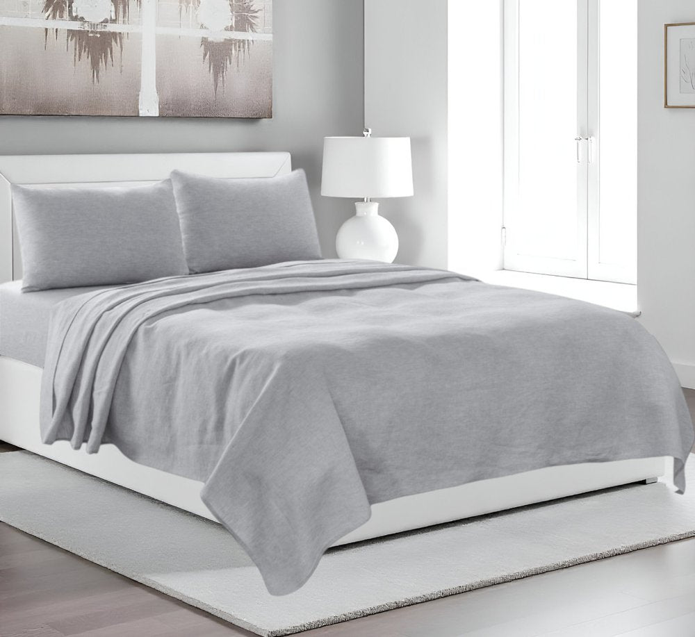 Four Piece Light Pink Linen Sheet Set