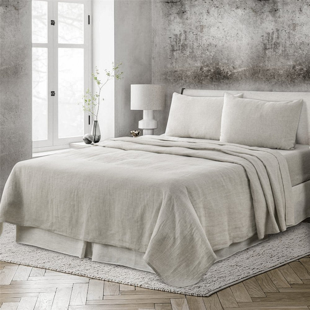 Four Piece Light Pink Linen Sheet Set