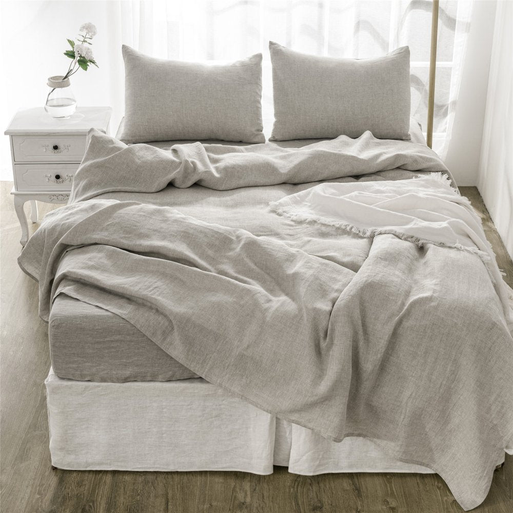 Four Piece Light Pink Linen Sheet Set