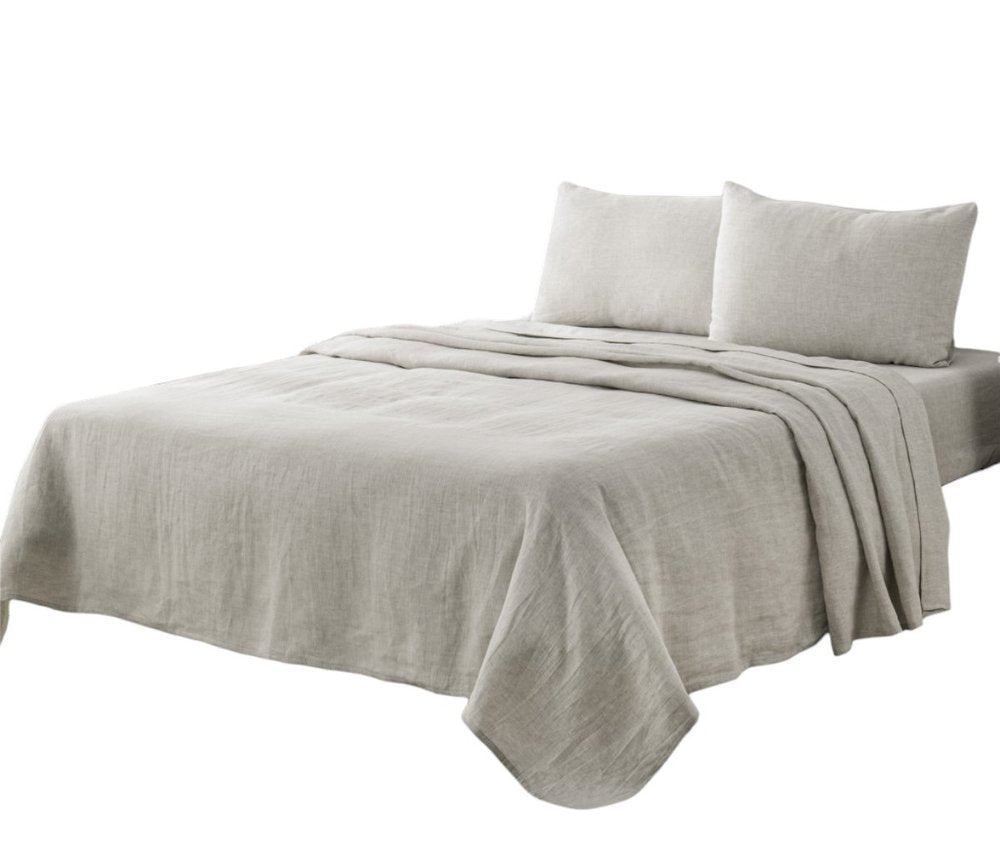 Four Piece Light Pink Linen Sheet Set