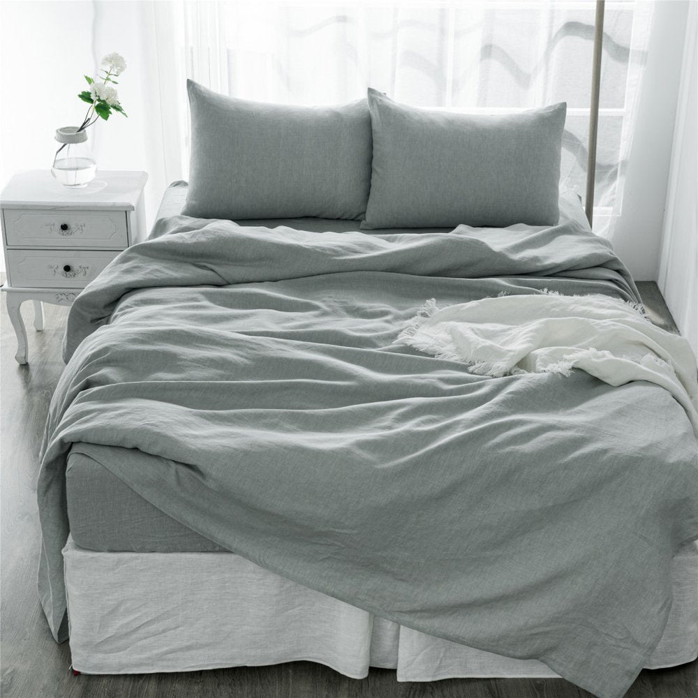 Four Piece Light Pink Linen Sheet Set