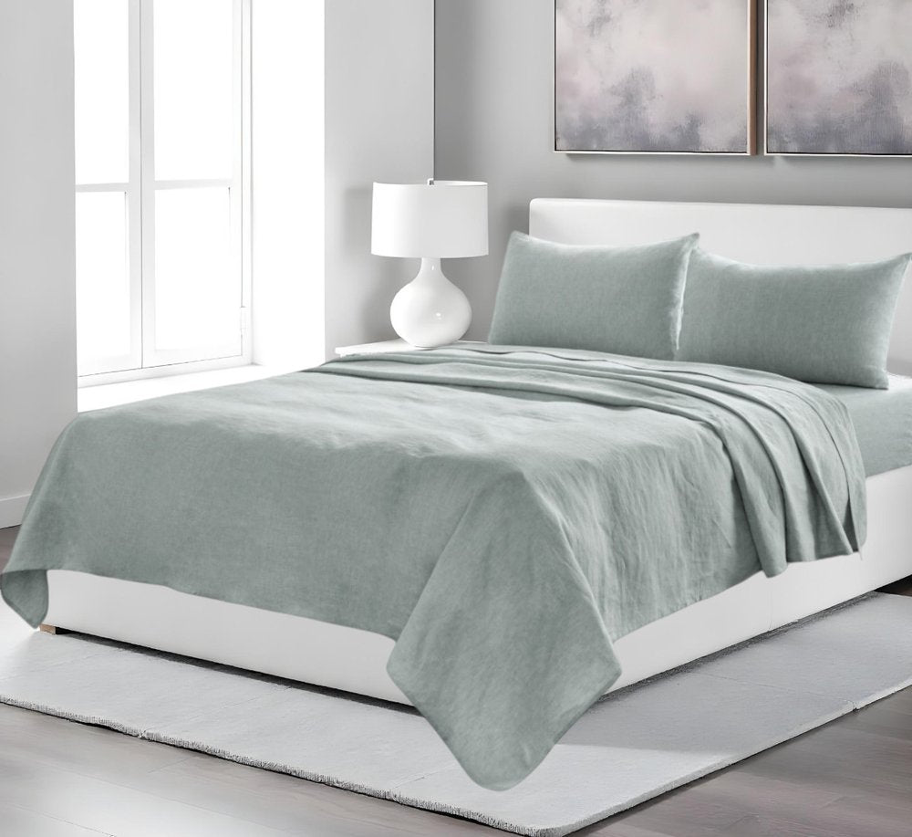 Four Piece Light Pink Linen Sheet Set
