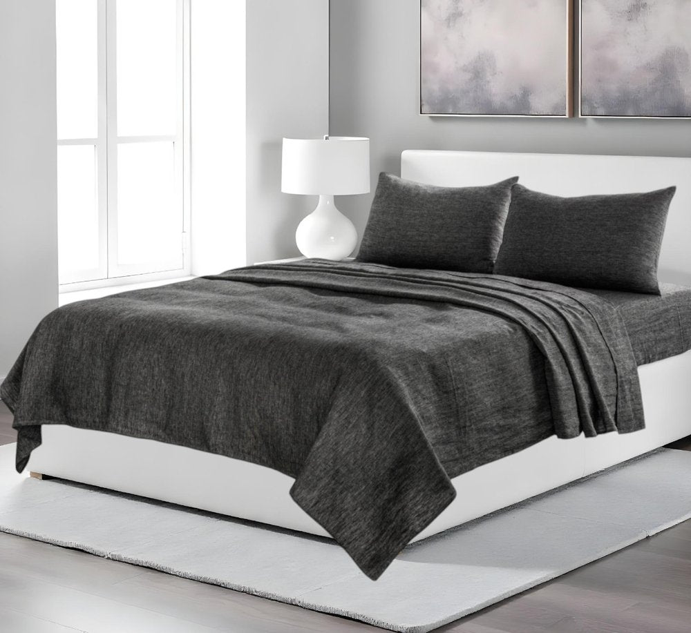 Four Piece Light Pink Linen Sheet Set