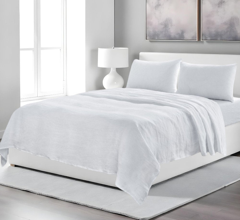 Four Piece Light Pink Linen Sheet Set