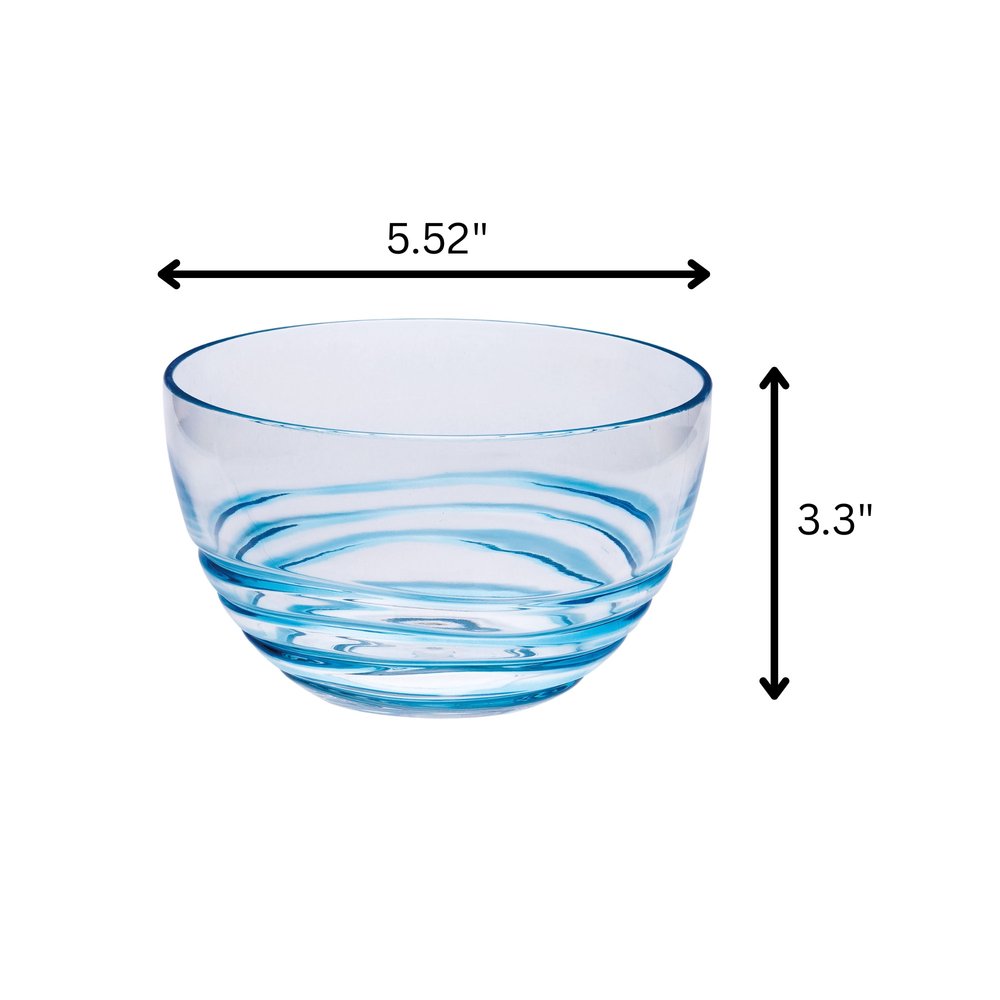 Servicio de acrílico transparente y azul con remolino de cuatro piezas para juego de cuatro tazones