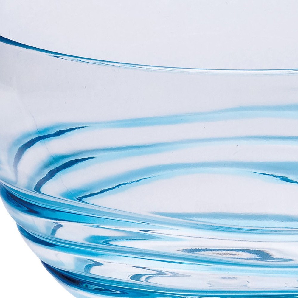 Servicio de acrílico transparente y azul con remolino de cuatro piezas para juego de cuatro tazones