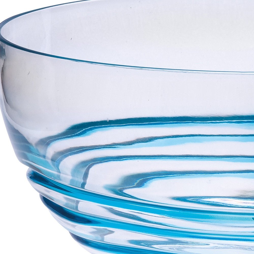 Ensaladera redonda de acrílico transparente y azul de 25 cm con remolinos