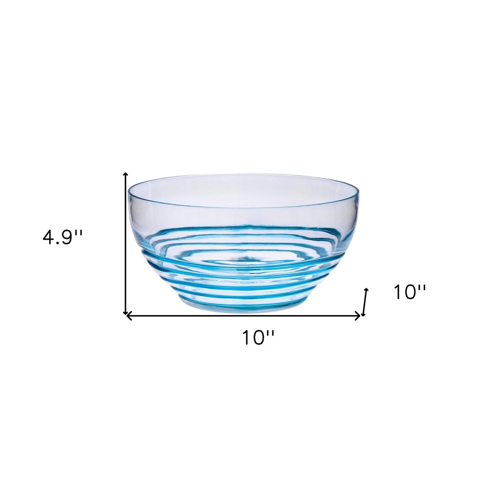 Ensaladera redonda de acrílico transparente y azul de 25 cm con remolinos