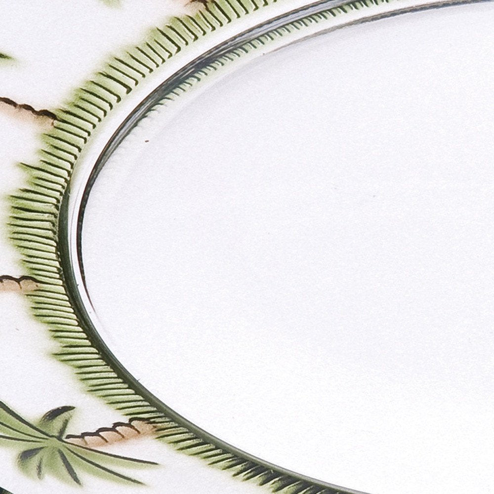 Servicio de cuatro piezas de acrílico con diseño de palmera, transparente y verde, para cuatro platos de cena