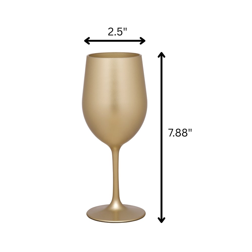 Set of Four Gold Acrylic Stemmed All Purpose Wine Glasses