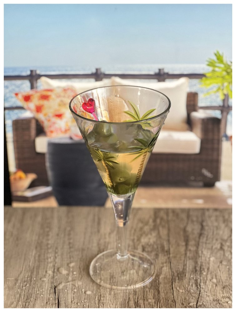 Juego de cuatro copas de vino multiusos con tallo acrílico de palmera transparente y verde