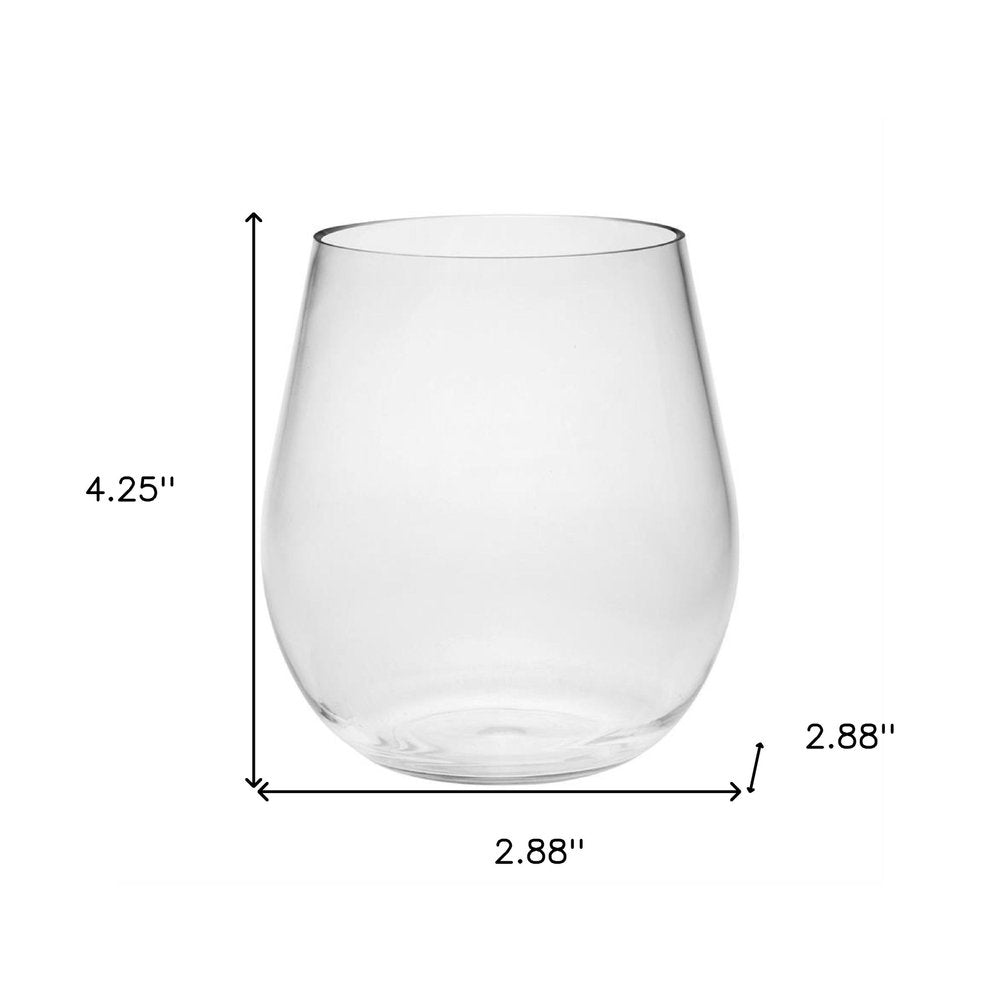Juego de cuatro copas de vino multiusos sin tallo de plástico Tritan transparente con forma de globo o cuenco redondo