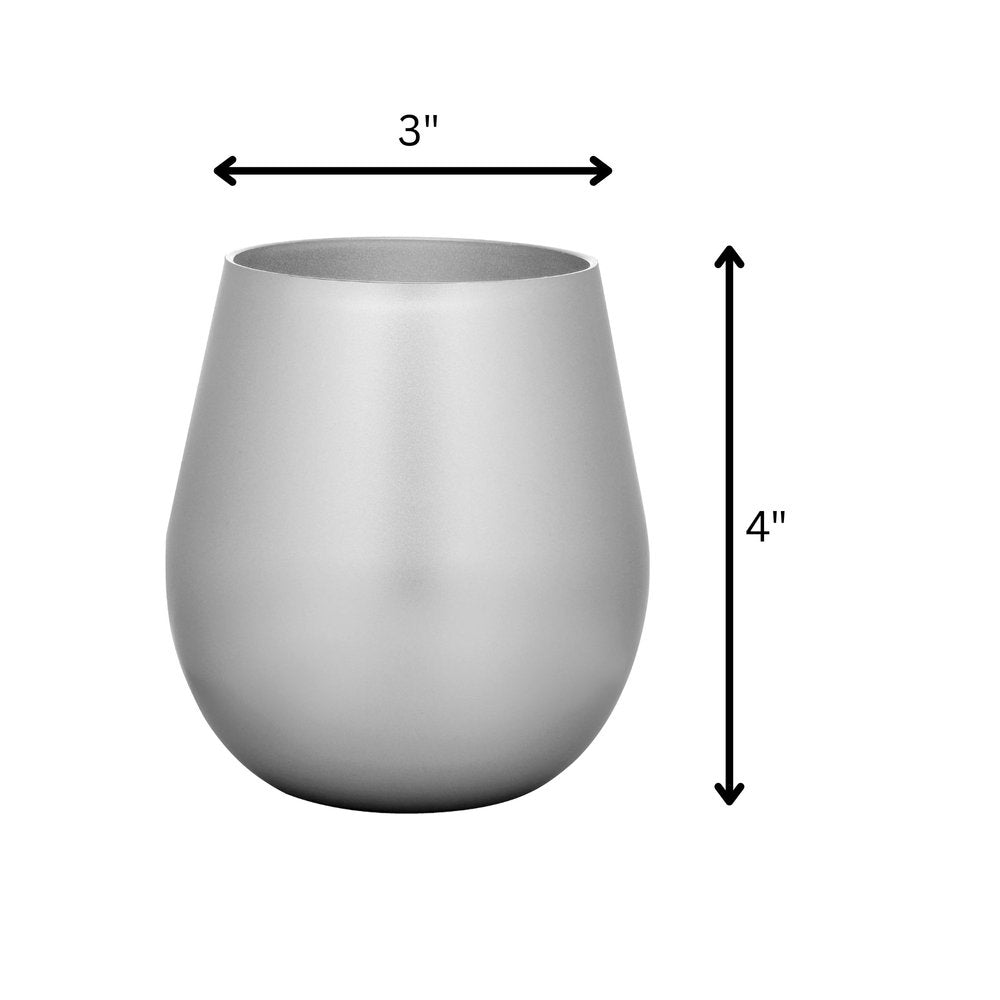 Juego de cuatro copas de vino multiusos sin tallo de acrílico plateado