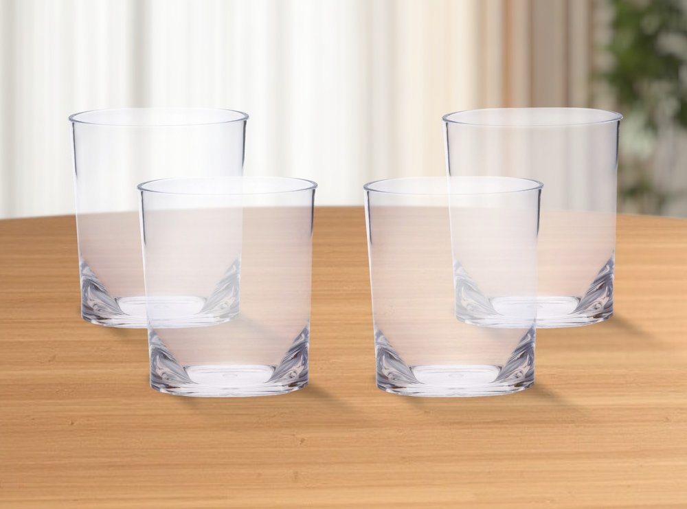 Juego de cuatro vasos de whisky sin tallo de acrílico transparente