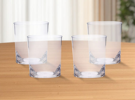 Juego de cuatro vasos de whisky sin tallo de acrílico transparente