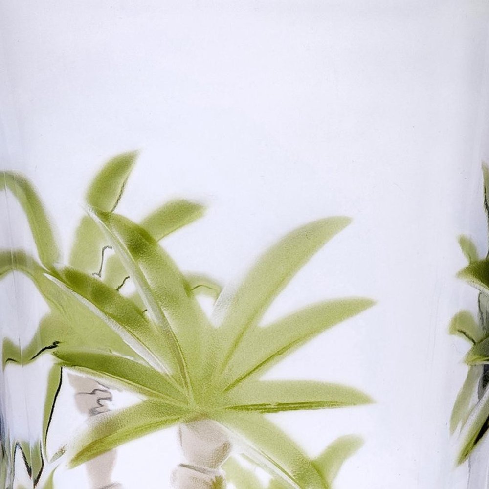 Juego de cuatro vasos altos de acrílico transparente y verde con forma de palmera