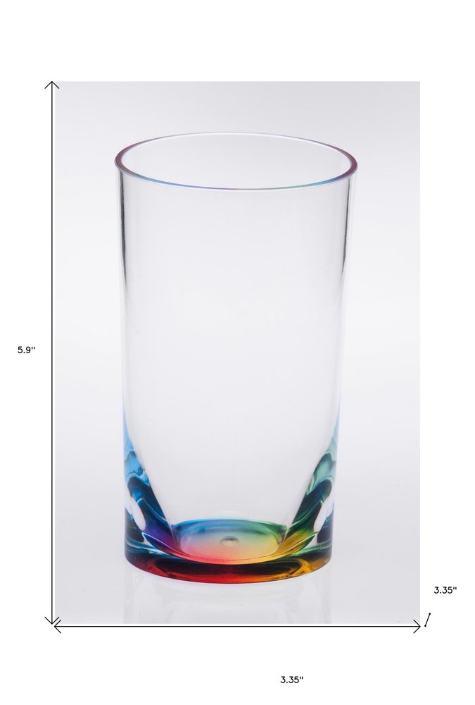Juego de cuatro vasos altos de acrílico transparente y azul