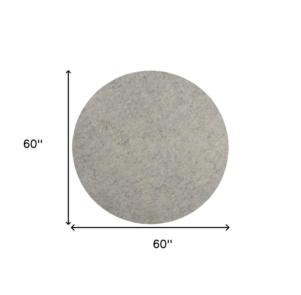 5' Round Gray Non Slip Rug Pad
